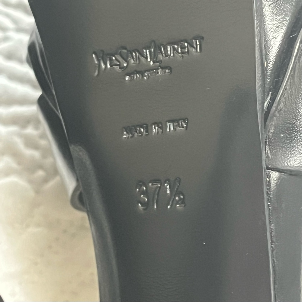 YVES SAINT LAURENT Tribute Heel Sandals Black Patent Leather 130mm Size 37.5 - Picture 11 of 12